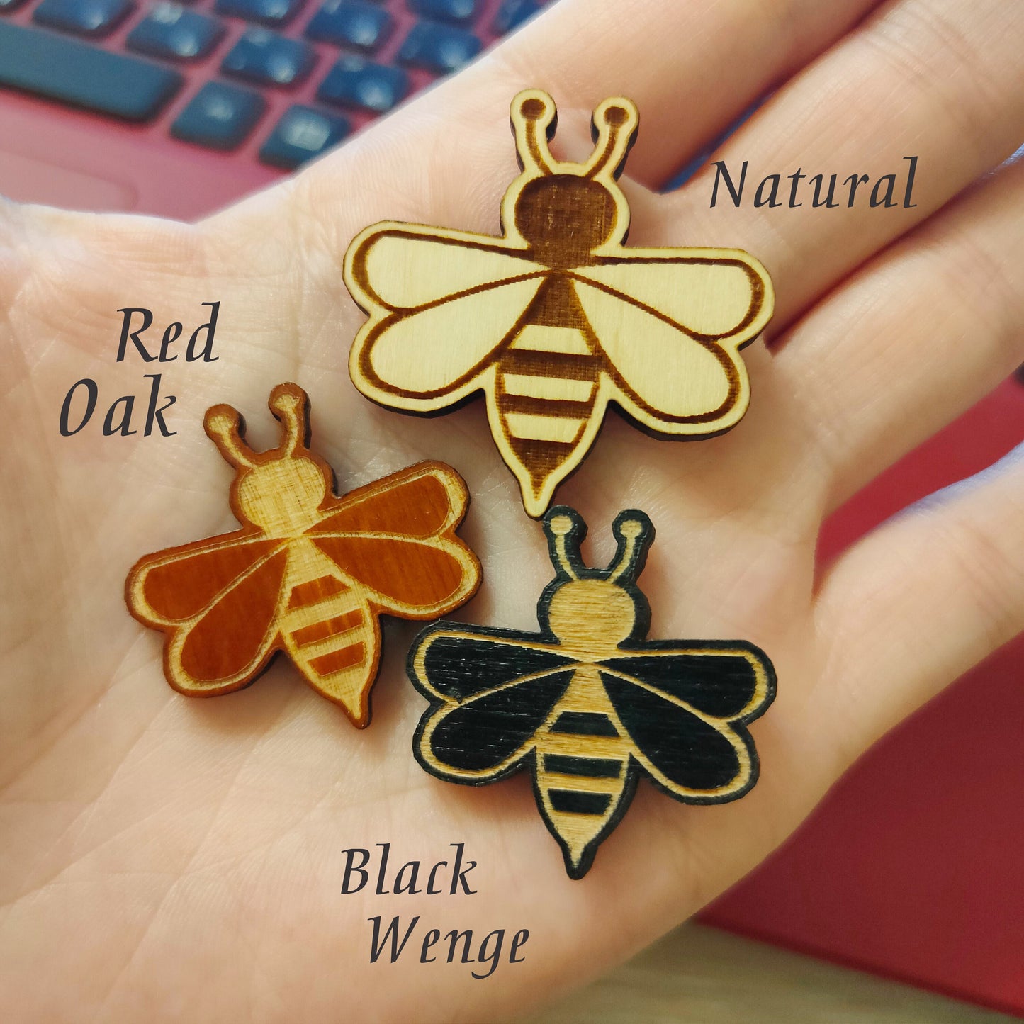 Magnets Bee Set (35 MM),  Bee Decor, Wood Bee Refrigerator Magnets, Fridge Magnets, Baby Shower Favors Magnets In Bulk