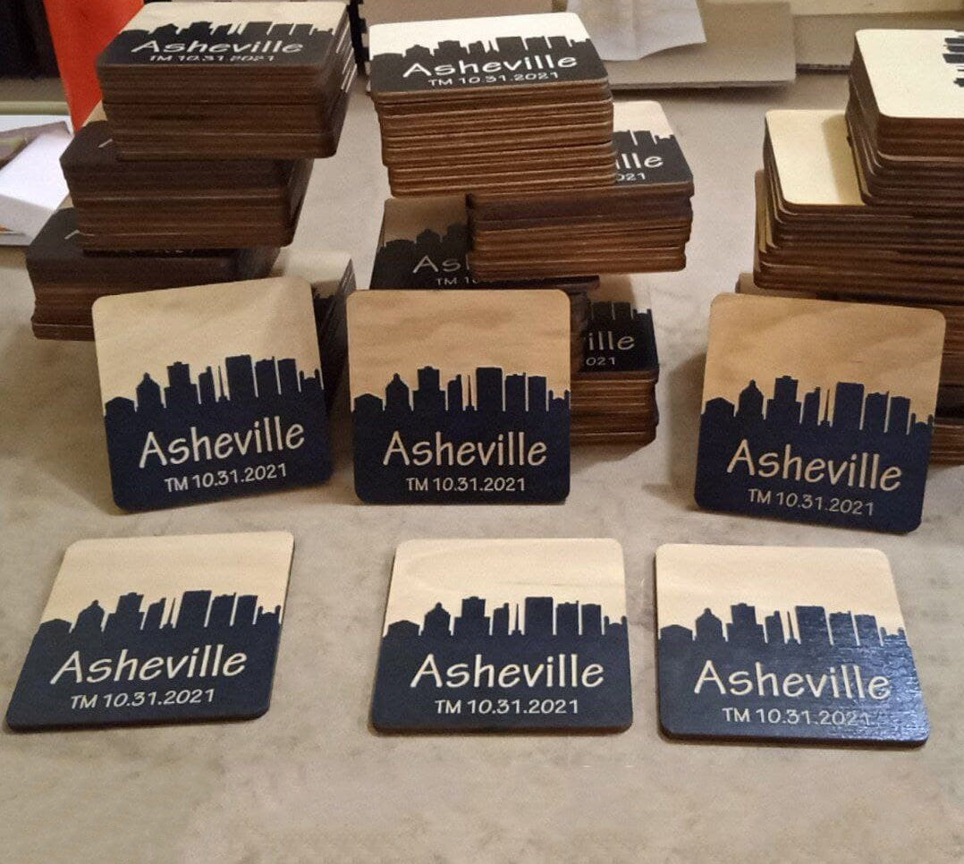 Skyline coasters Wedding favors for guests, Custom wedding coasters, Save the date wedding favors for guests in bulk, Custom wedding favors