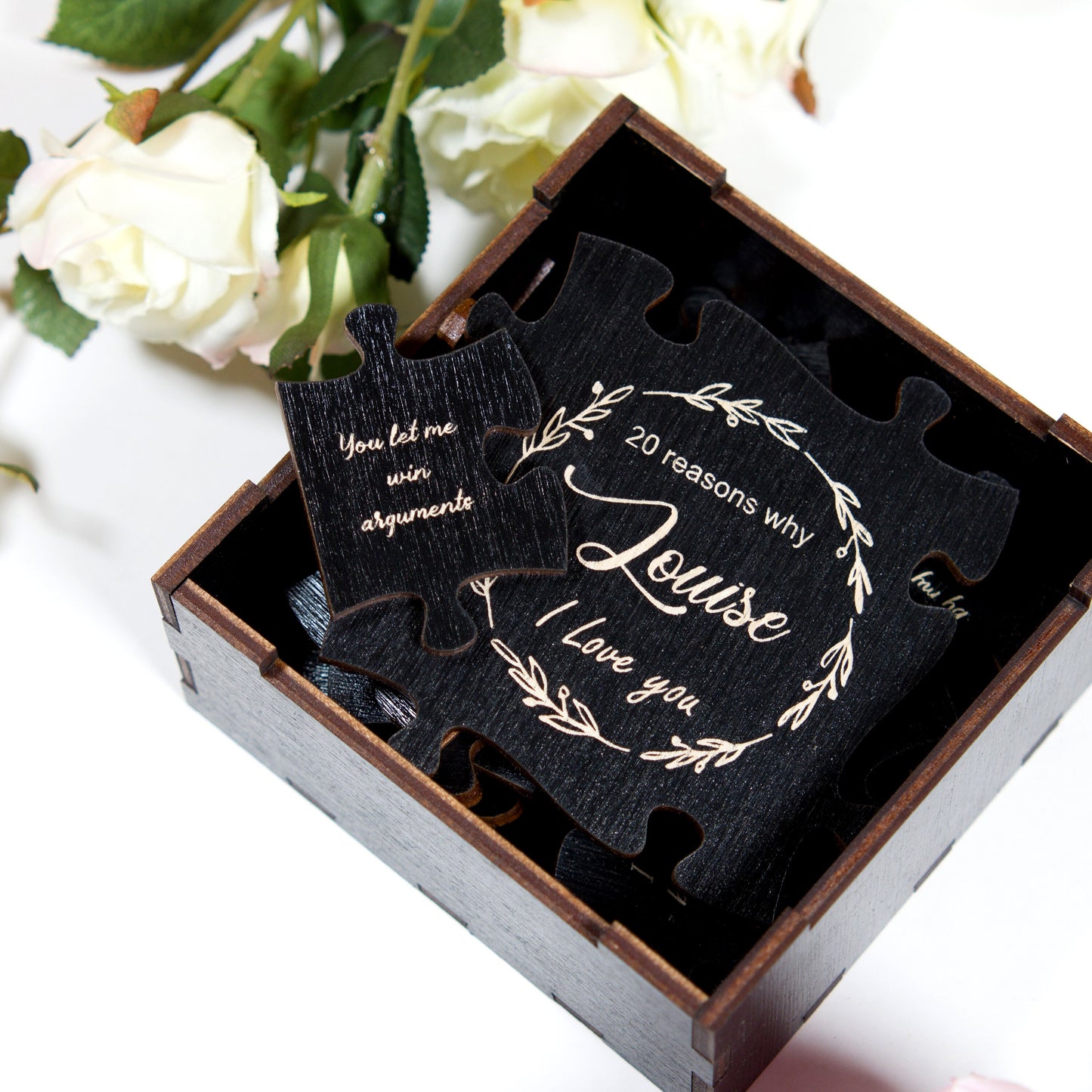 "Reasons Why I Love You" Personalized Name Puzzle (12/20/32/44 PCS), Puzzle Box, Personalized Gift For Boyfriend/Girlfriend.